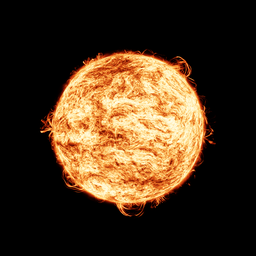 Detailed 3D model of a sun with animated flares, suitable for outdoor scene rendering in Blender.