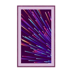 3D-rendered abstract frame with vibrant lines on a purple background, ideal for Blender 3D modeling projects.