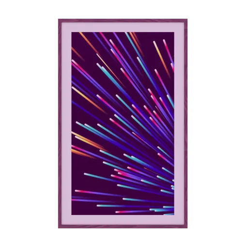3D-rendered abstract frame with vibrant lines on a purple background, ideal for Blender 3D modeling projects.