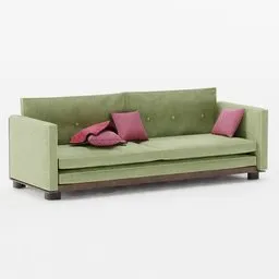 "Green Sofa with Pink Pillows on Textured Base - 3D Model for Blender 3D"
OR
"3D Model of Ian Hubert Style Green Sofa with Pink Pillows and Textured Base for Blender 3D"