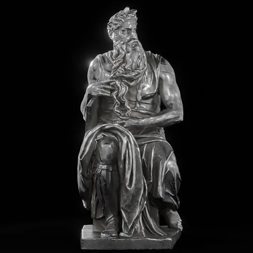 statue of Steel Moses having a book