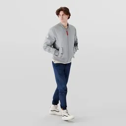 3D model of a young man in casual attire using Blender, ready for pedestrian crossing scene.