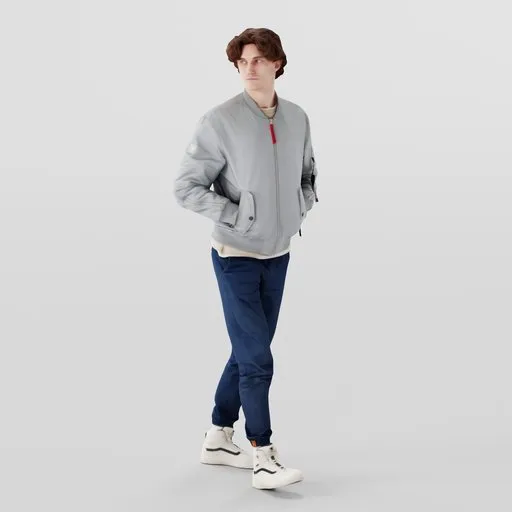 3D model of a young man in casual attire using Blender, ready for pedestrian crossing scene.