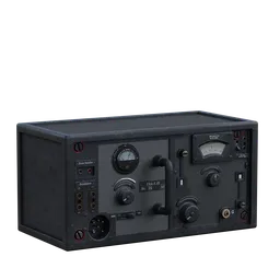 Detailed vintage WWII radio 3D model with realistic textures, ideal for Blender rendering and historical scenes.