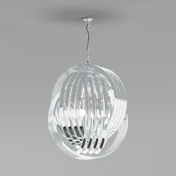 Detailed 3D model of a crystal ceiling light with chrome base, suitable for interior design renderings in Blender 3D.