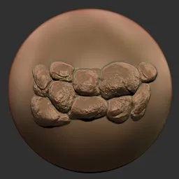 3D rock sculpting brush effect for Blender, creating realistic stone textures on models.