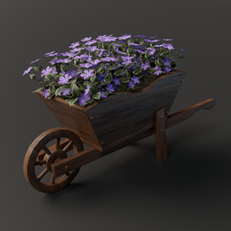 Wooden wheelbarrow with flowers
