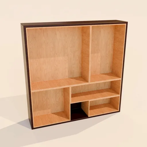 Asymmetrical wooden bookshelf