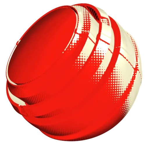 Red and white procedural comic-style PBR material with halftone pattern for Blender Eevee engine.