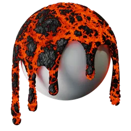 Customizable procedural lava material with voronoi and noise textures, suitable for PBR rendering in Blender 3D.