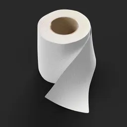 Realistic 3D model of a white toilet paper roll with detailed texture suitable for Blender rendering.