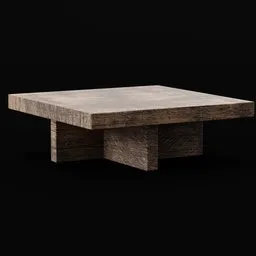 Realistic wooden coffee table 3D model with industrial design, optimized for Blender rendering.