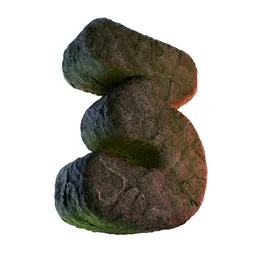 3 Number Numeric Stone Carved