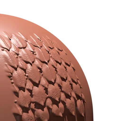 Blender 3D sculpting tool imprint of square dragon scale pattern for digital 3D model texturing