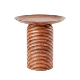 Detailed 3D rendering of a small, wooden-textured accent table for Blender 3D artists.