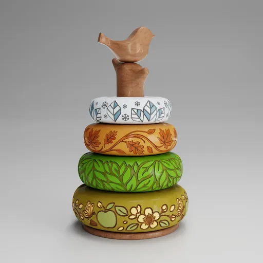 Four-Season Wooden Stacking Ring Toy