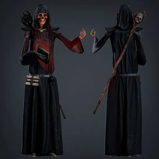 Skeleton mage Rigged Game Ready