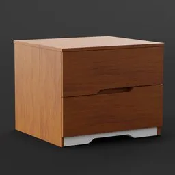 Detailed 3D model of a two-drawer bedside nightstand for Blender animation and design projects.