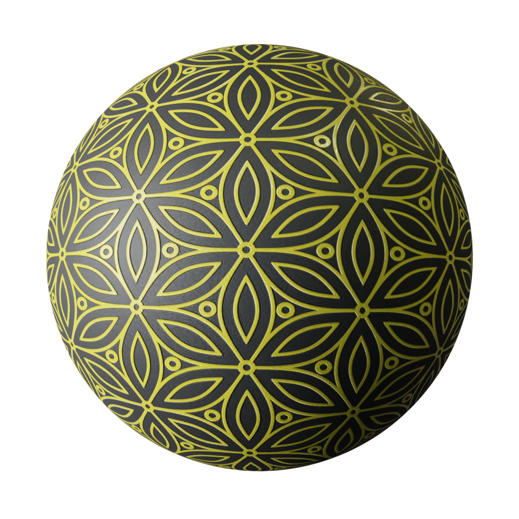 Flower pattern tile yellow | FREE tiles materials | BlenderKit