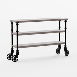 Industrial Rolling Console Table Short