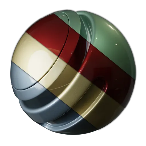 High-quality procedural car paint Blender 3D material with various preset metallic hues suitable for PBR textures.