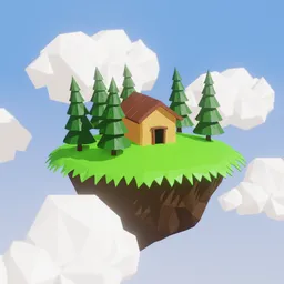 Cartoon house in the sky