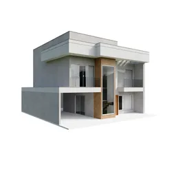 "Contemporary Building 02: A modern house with a balcony, designed by Brazilian Architect Jaqueline Santos. Ideal for creating external scenes and showcasing in rendering portfolios. Download this high-quality 3D model for Blender 3D and enhance your architectural projects."