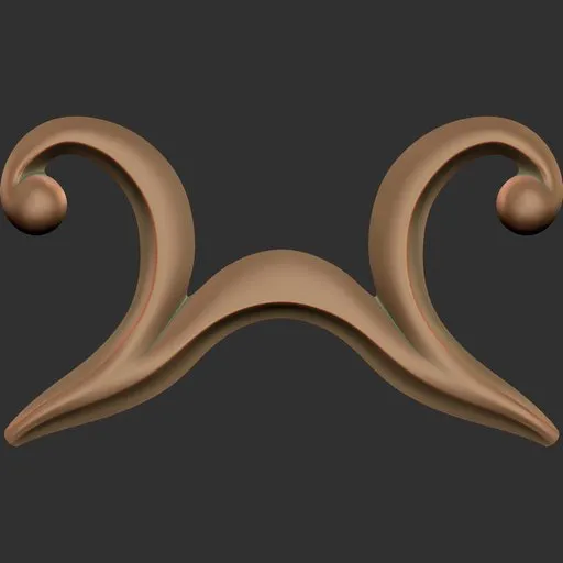 3D sculpting brush imprint of ornamental curve design for modeling combat gear in Blender.