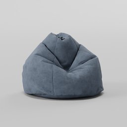 "Velvet Bean Bag chair with carrying handle - a high-quality 3D model for Blender 3D. This stylish pouf features a blue and grey color scheme, inspired by Isamu Noguchi. Perfect for modern interiors, this official product image showcases a close-up shot of the chair on a white surface, adding a touch of sophistication to any room."
