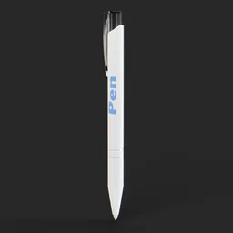 Detailed 3D model of a white and blue pen optimized for Blender rendering, perfect for stationery mock-ups and designs.