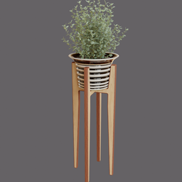 Plant stand with plant and pot