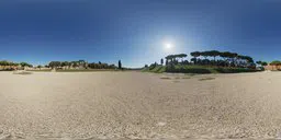 360-degree HDR panorama of Circus Maximus with clear sky for realistic lighting in 3D scenes.