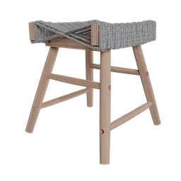 3D-rendered Rope Bench with woven seat, wooden legs, ideal for Blender 3D scene assets.