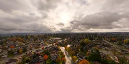 Aerial City dramatic morning Sunrise