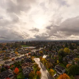 Aerial City dramatic morning Sunrise