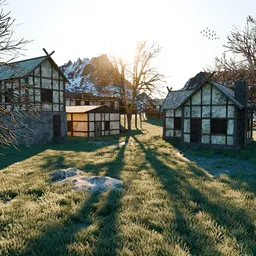 Sunny Village in the Mountains