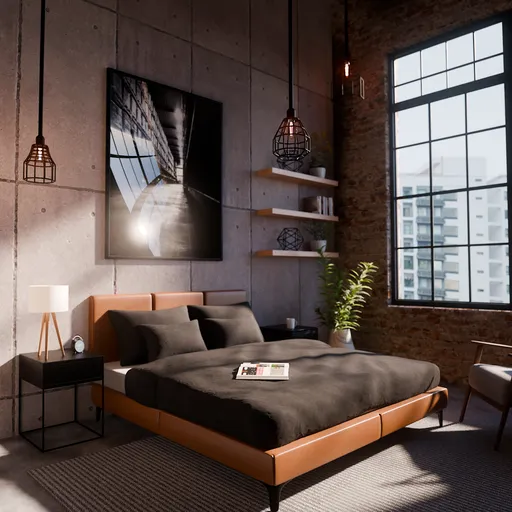 Industrial Loft Bedroom