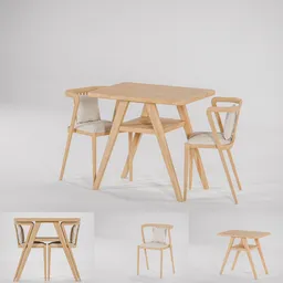 Bistro Dining Set Wood and Fabric