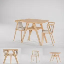 Bistro Dining Set Wood and Fabric