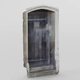 "Low-poly photo-scan of a weathered oak church door and stone frame for Blender 3D. Perfect for architectural visualizations and historical projects. Fully optimized for performance."