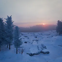 Winter Snow Forest Sunrise  Environment