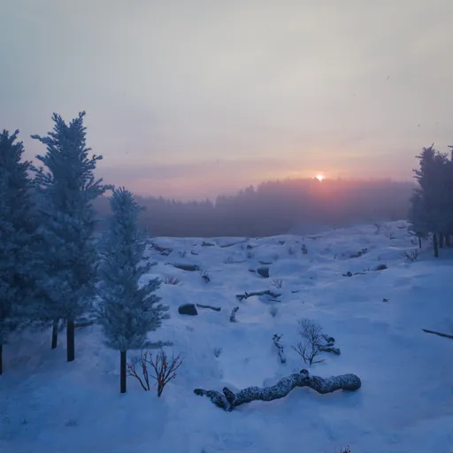 Winter Snow Forest Sunrise  Environment