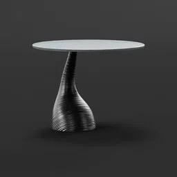 Elegant 3D model side table with a unique twisted base and circular top, designed for Blender rendering.