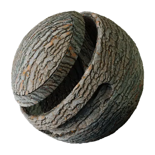 Seamless Tree Trunk Bark PBR material for Blender with scalable texture and advanced color adjustments for realistic 3D renders.
