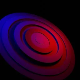 Seamless 3D ripple animation in Blender with dynamic red and blue waves on a black background, suitable for creative visuals.