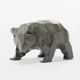 Detailed 3D wooden bear model with textured surface, suitable for Blender rendering and animation.