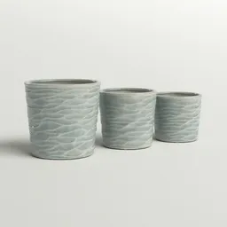 Set of 3 Ocean-Glazed Ceramic Planters