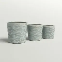 Set of 3 Ocean-Glazed Ceramic Planters