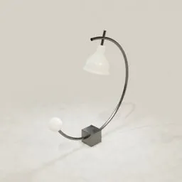 Elegant 3D-rendered minimalist lamp with a sweeping curve design, ideal for modern interiors, created in Blender.