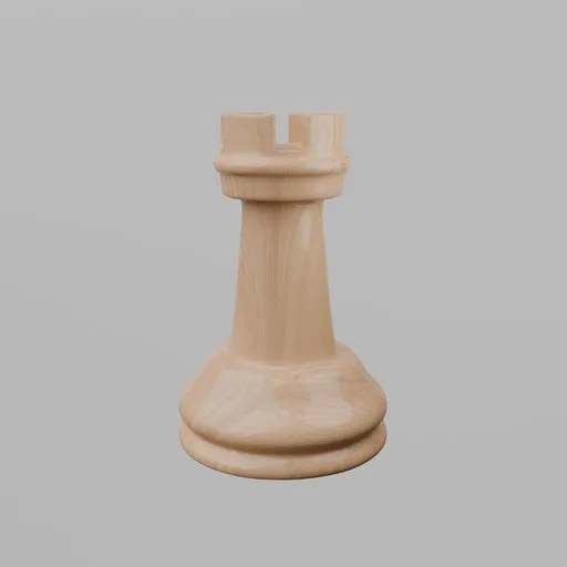 Glossy Staunton Rook - Light Wood